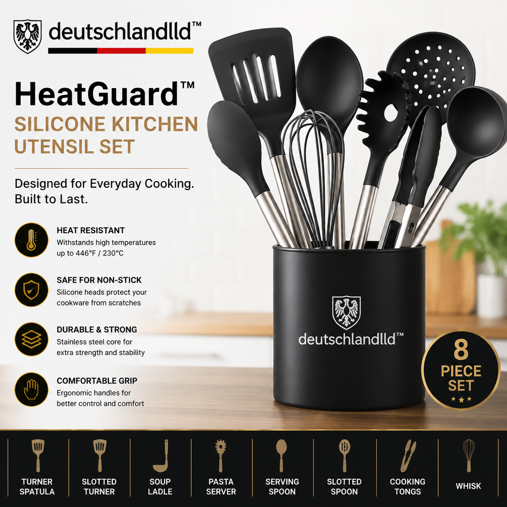 deutschlandlld™ HeatGuard Silicone Kitchen Utensil Set